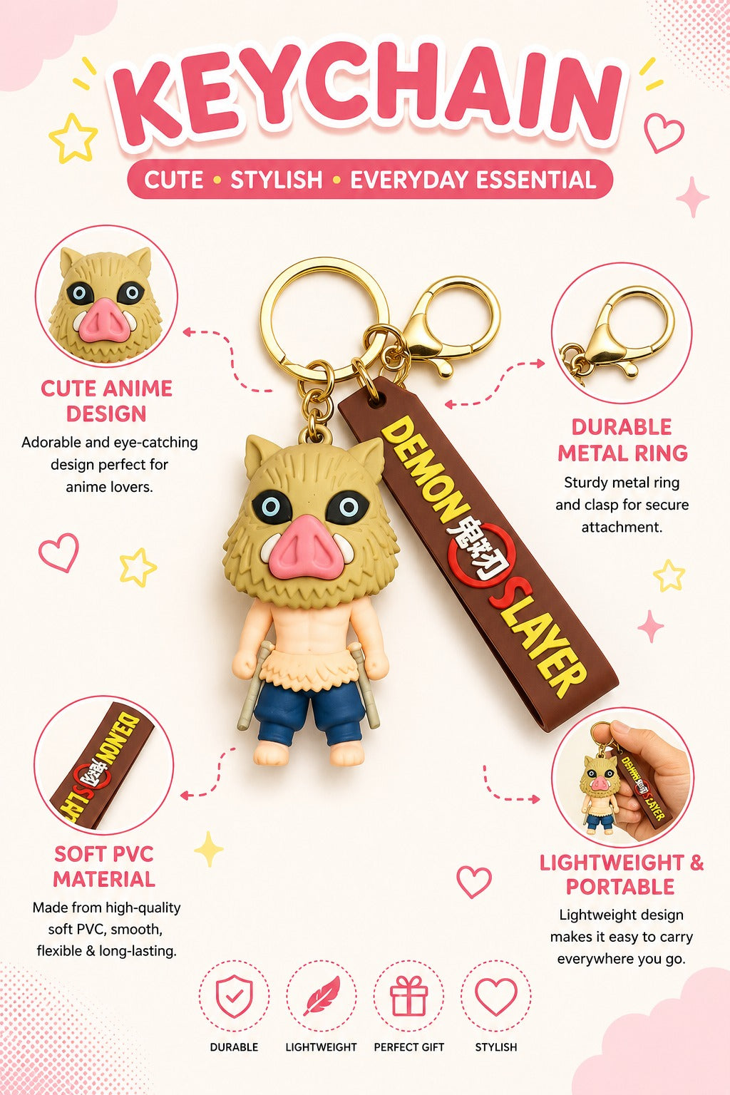 Demon Slayer 3D Anime Character Keychain