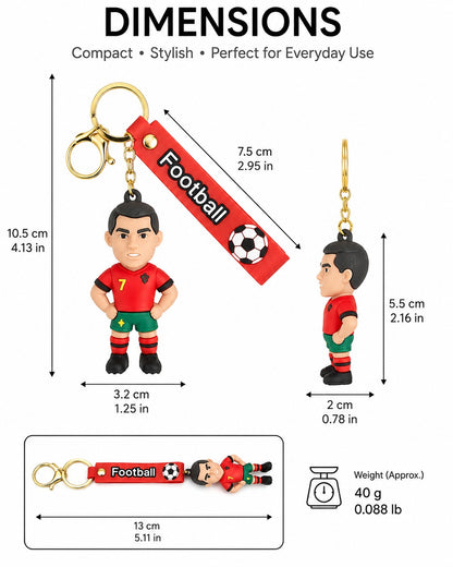 Football Player Figurine 3D Keychain with Football Strap