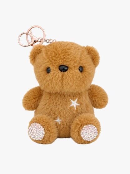 Star Bear Plush Keychain with Rhinestone Paws