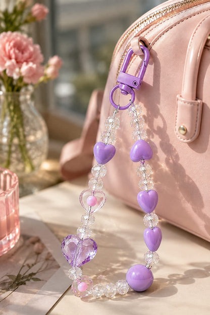 Heart Crystal Beaded Keychain