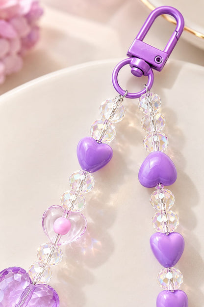 Heart Crystal Beaded Keychain