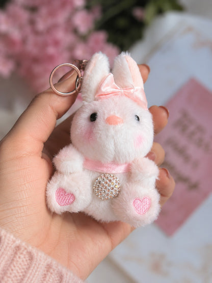 Bunny Plush Keychain with Bow