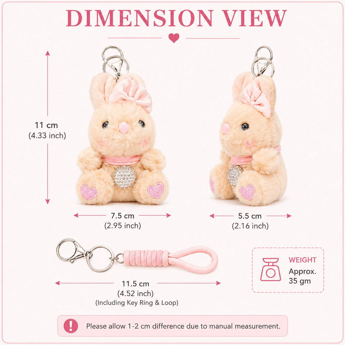 Bunny Plush Keychain with Bow