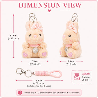 Bunny Plush Keychain with Bow