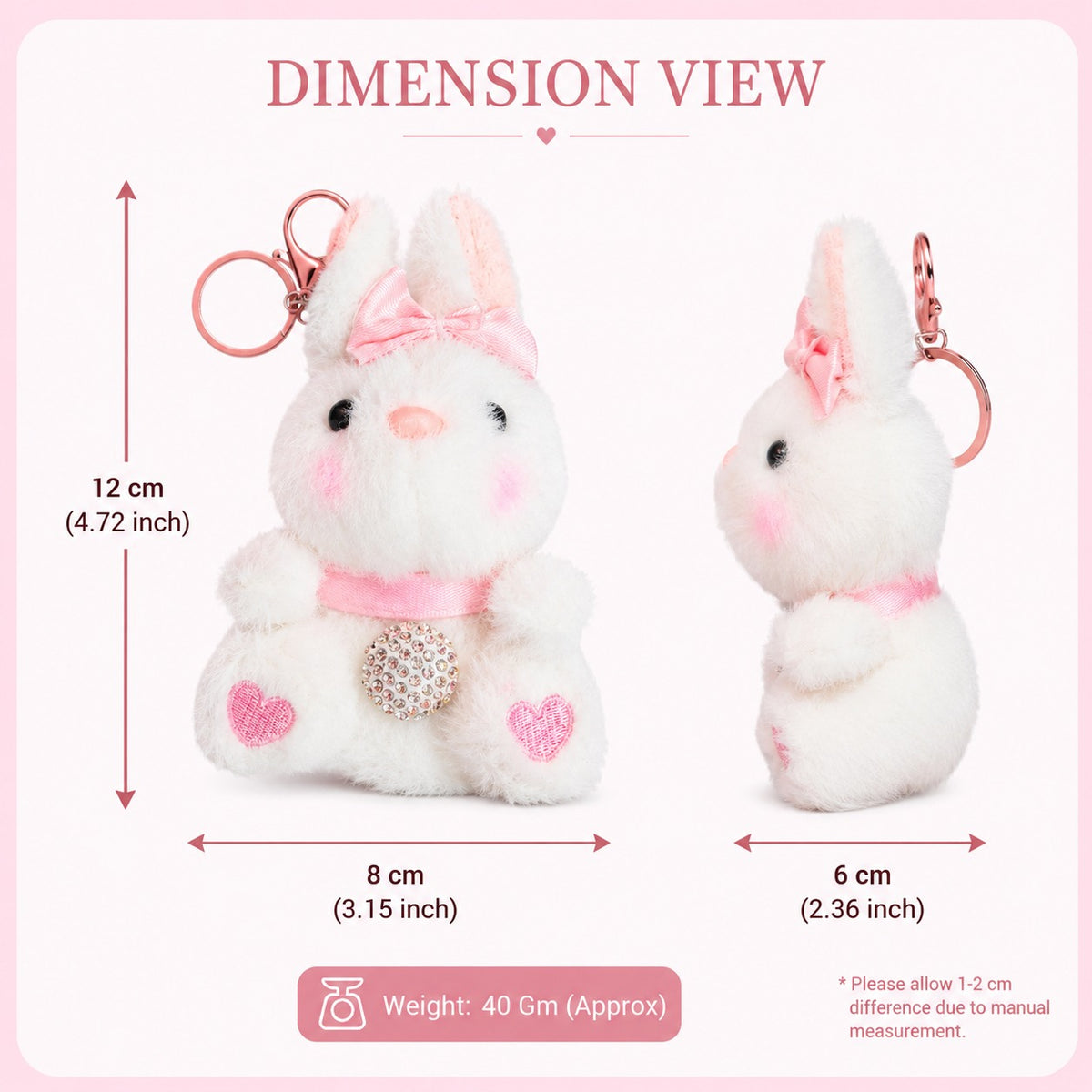 Bunny Plush Keychain with Bow