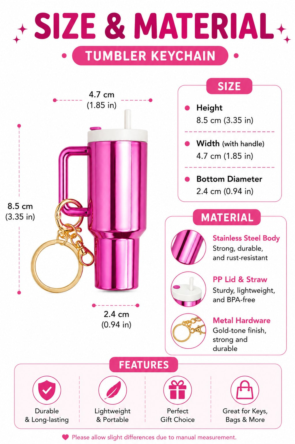 Cute Tumbler 3D Keychain