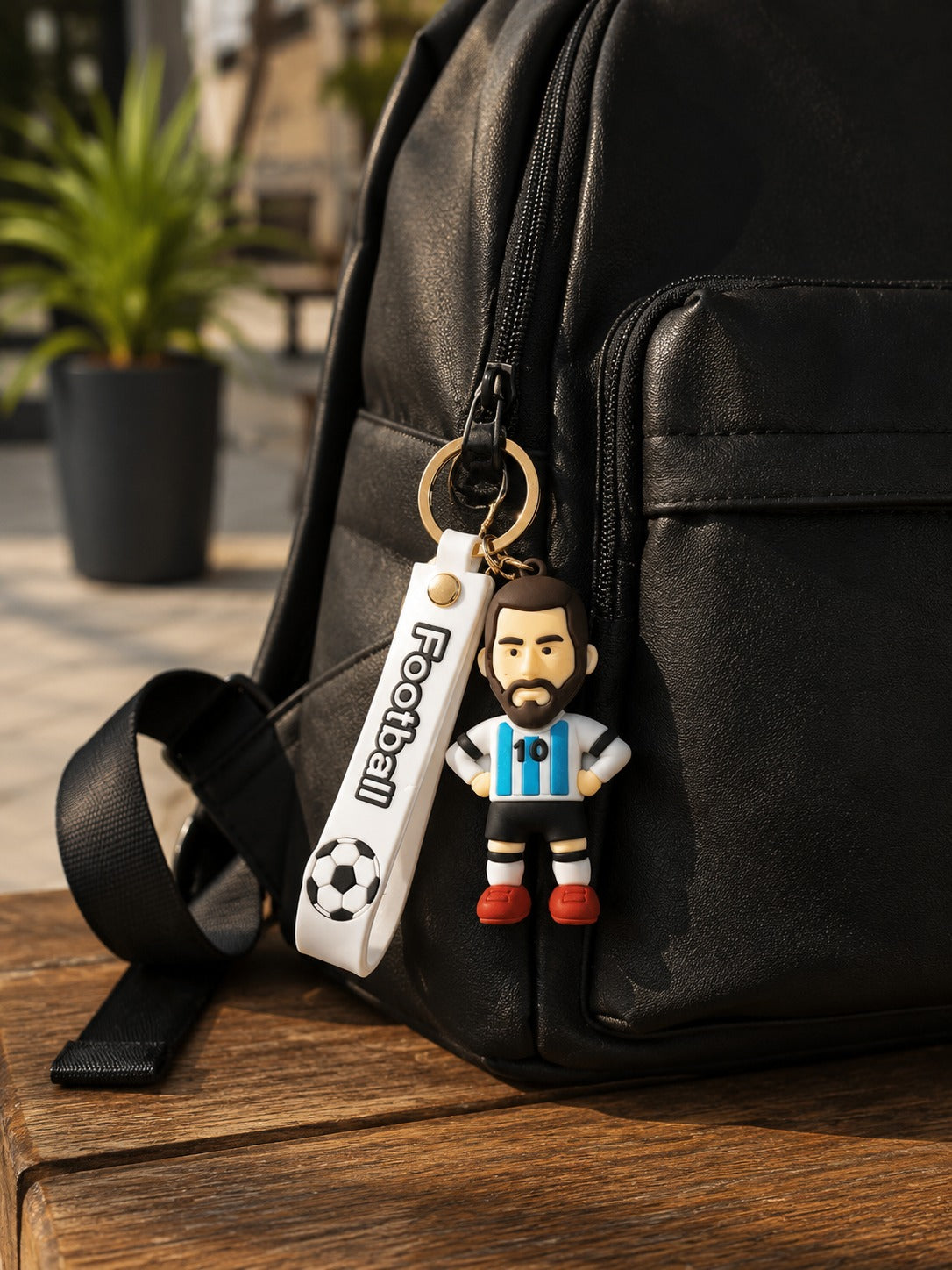Football Player Figurine 3D Keychain with Football Strap