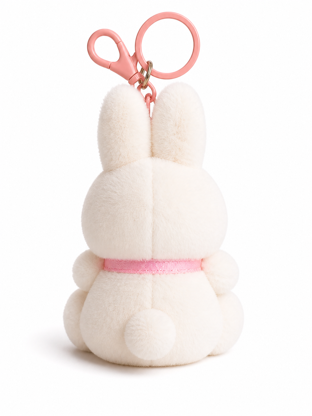 Blush Bunny Plush Keychain (15 cm) – Cute Kawaii Character with Bow, Heart Detail & Clip for Bags