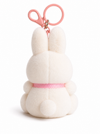 Blush Bunny Plush Keychain (15 cm) – Cute Kawaii Character with Bow, Heart Detail & Clip for Bags