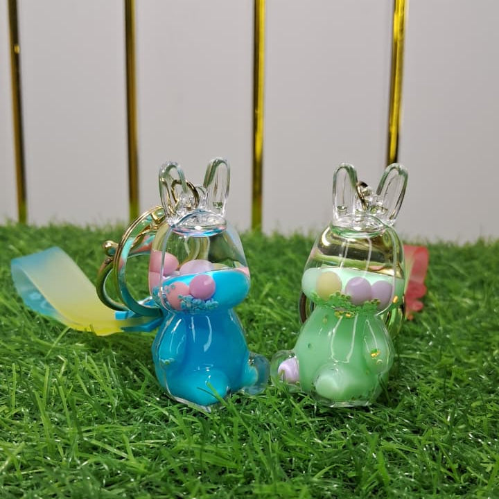 Cute Bunny Liquid Glitter Keychain