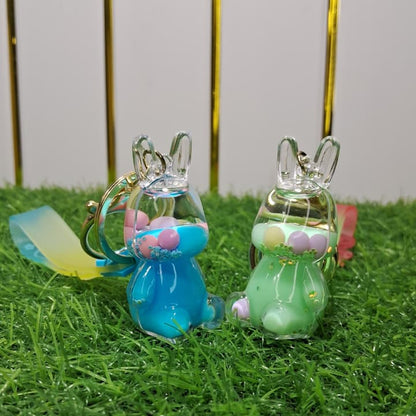 Cute Bunny Liquid Glitter Keychain