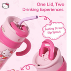 Hello Kitty 1200ML Cute Handle Tumbler with Straw – Large Capacity Cartoon Sipper Cup