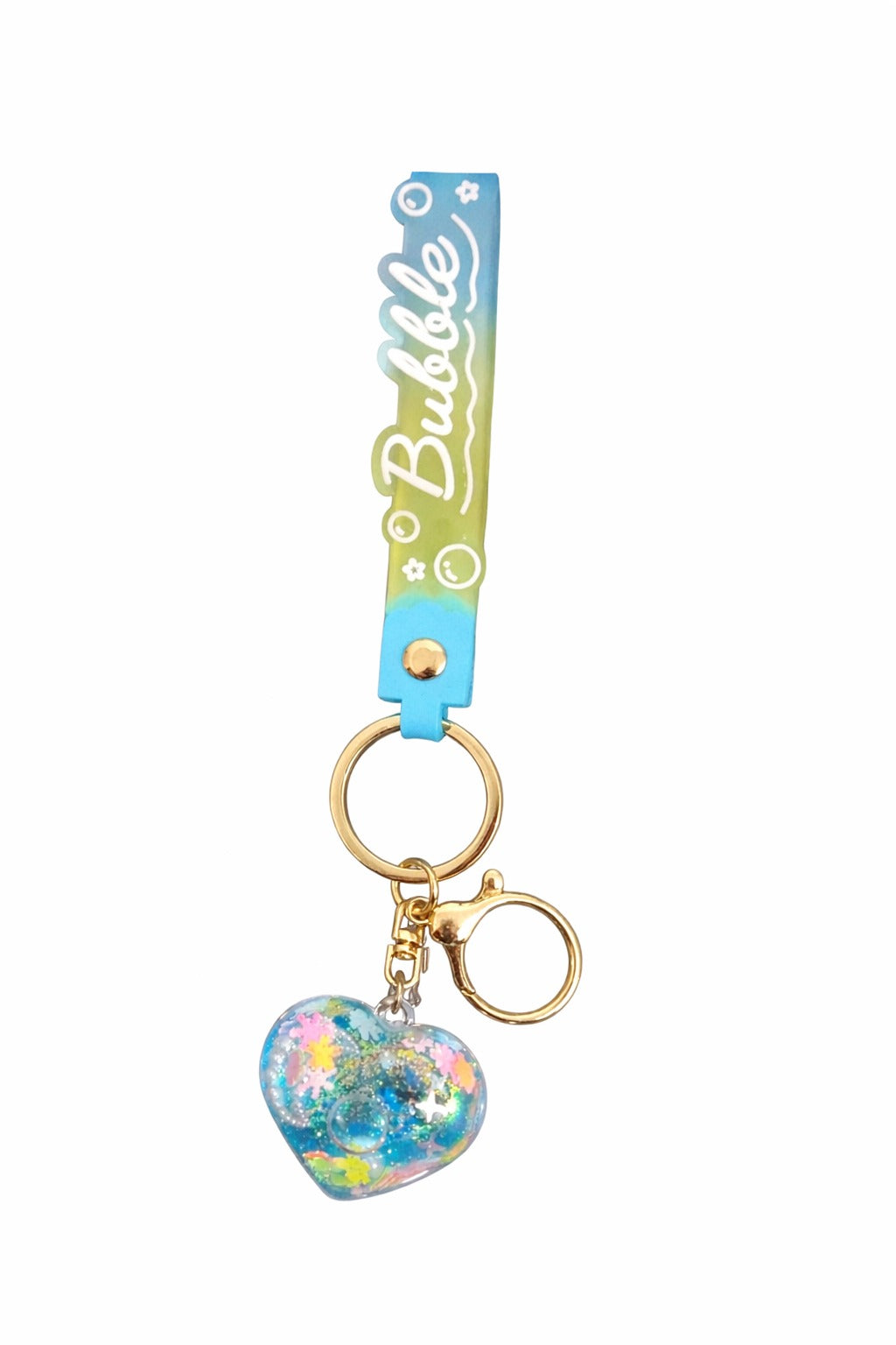 Bubble Heart Glitter Keychain