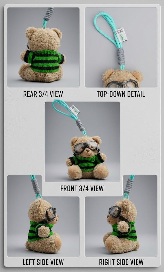 Adorable Pilot Teddy Bear Keychain with Goggles