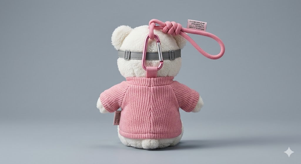 Cute Pilot Teddy Bear Keychain in Pink