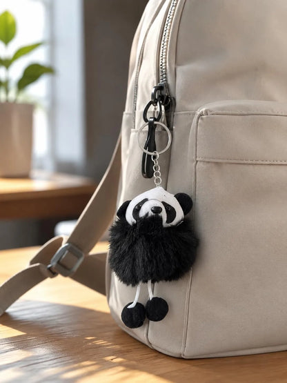 Fuzzy Panda Plush Keychain