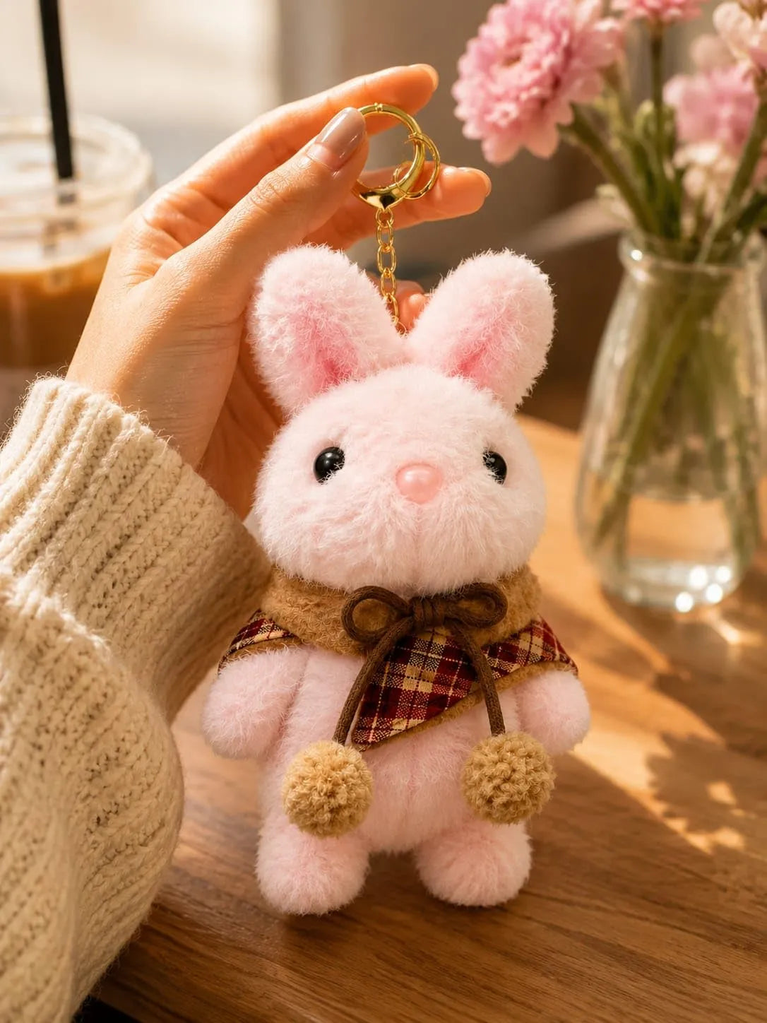 Bunny Plush Keychain — Pink Soft Bag Charm