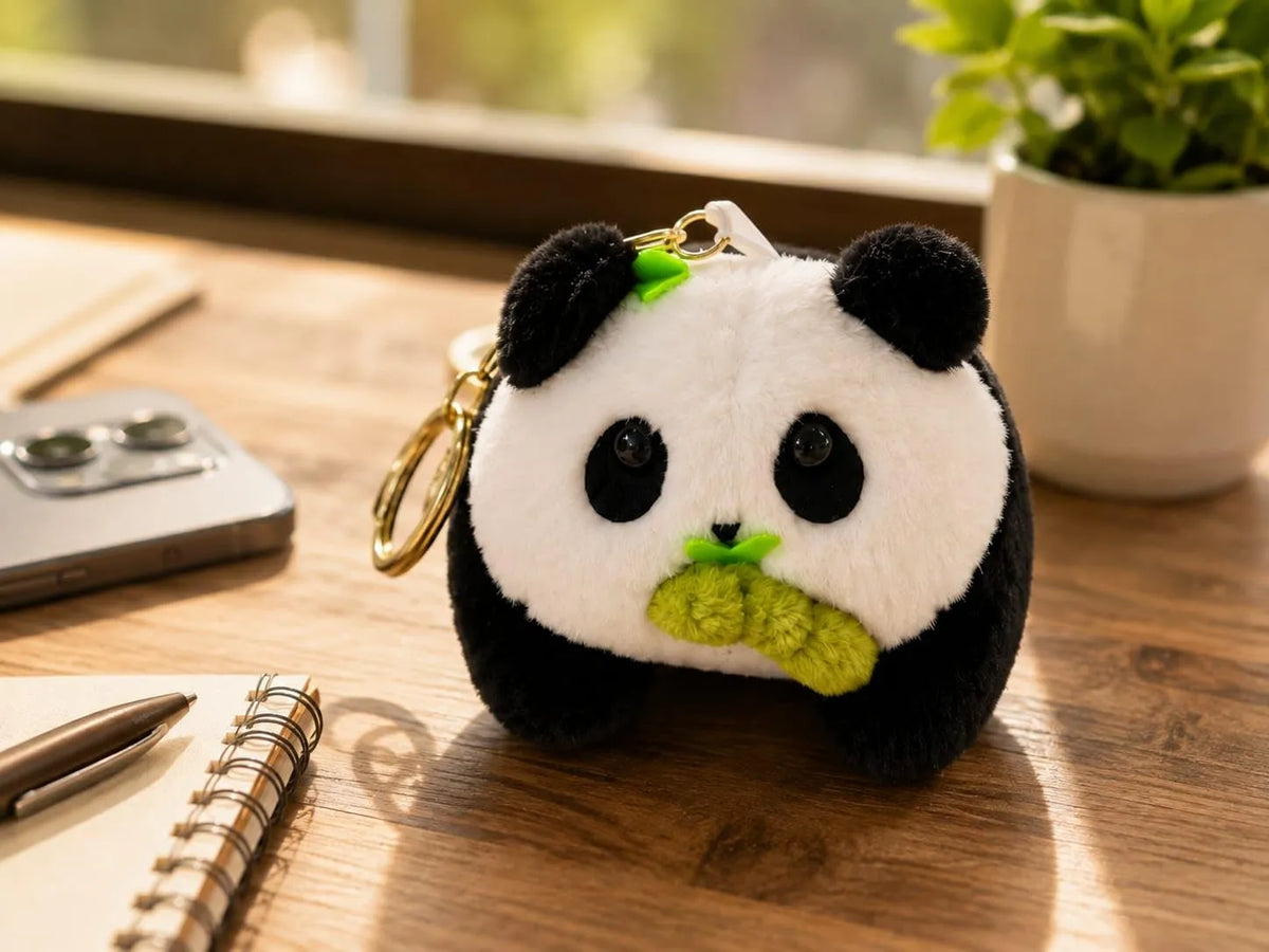 Cute Plush Panda Keychain for Backpack