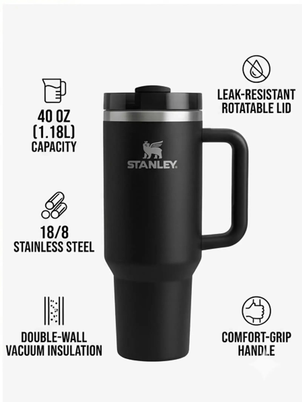 40oz Stanley Premium Stainless Steel Insulated Travel Tumbler