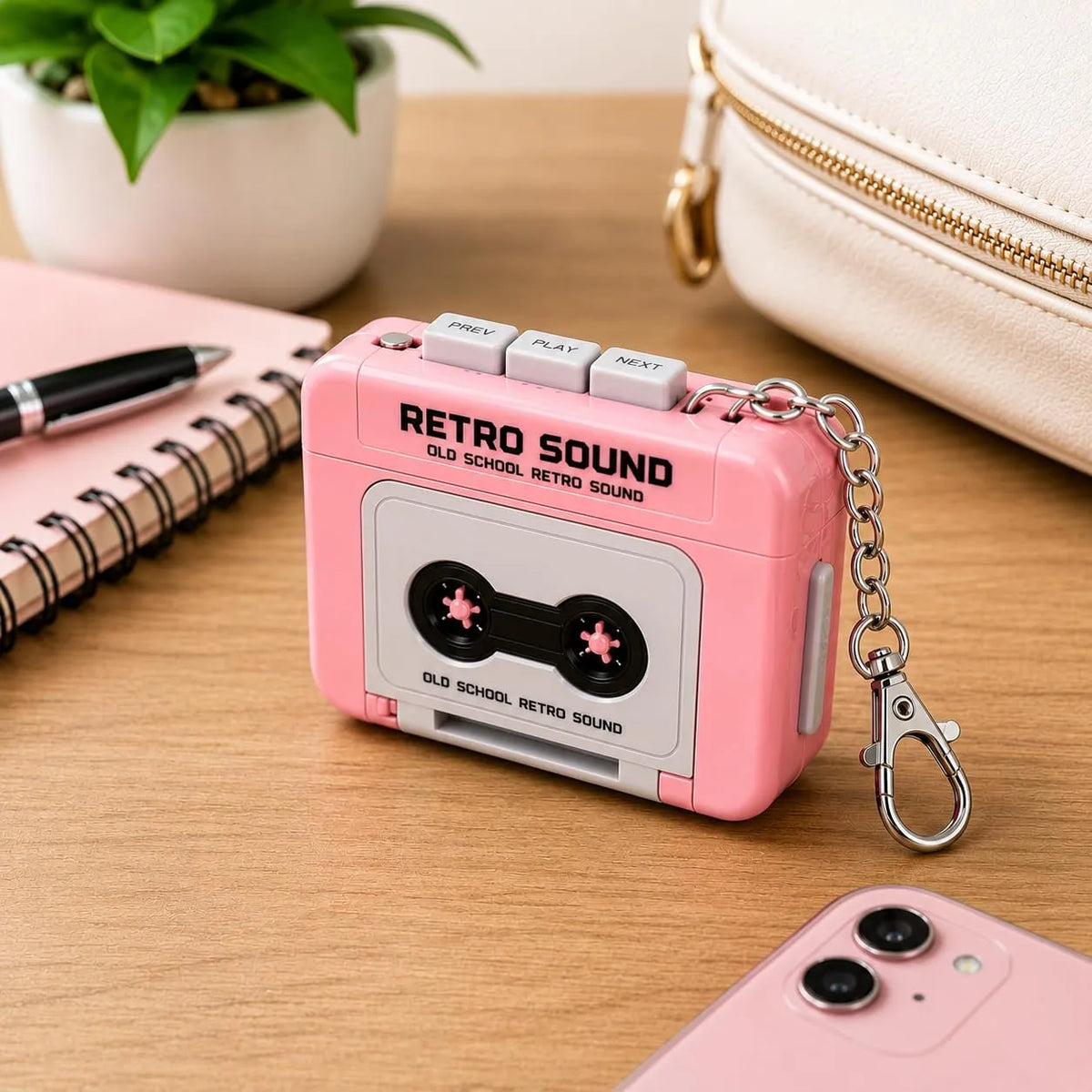 Retro Tape Recorder 3D Keychain with Sound
