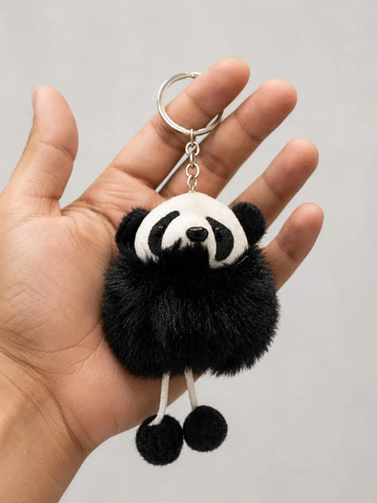 Fuzzy Panda Plush Keychain