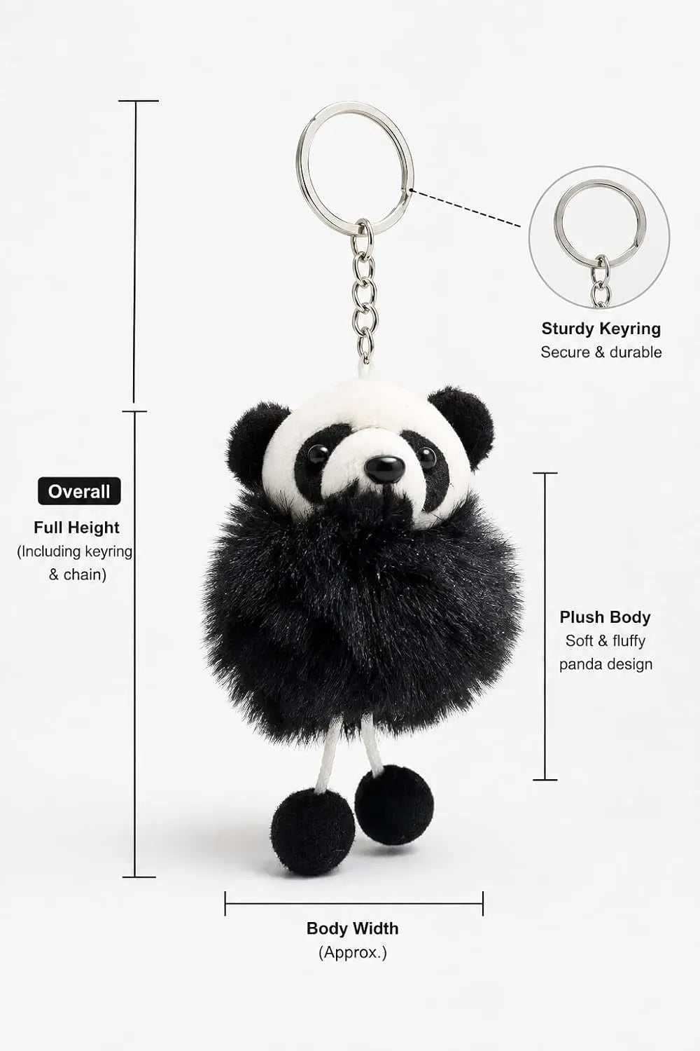 Fuzzy Panda Plush Keychain