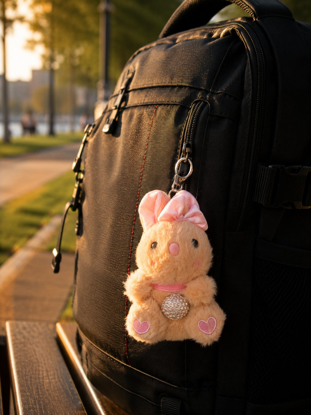 Bunny Plush Keychain with Bow